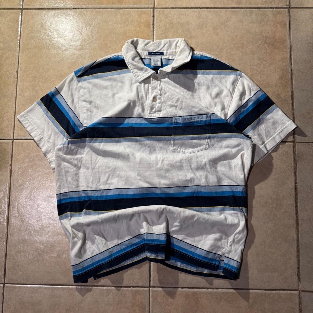Old navy white blue striped Polo Shirt size L in Mens